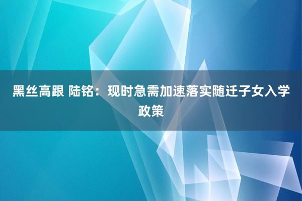 黑丝高跟 陆铭：现时急需加速落实随迁子女入学政策