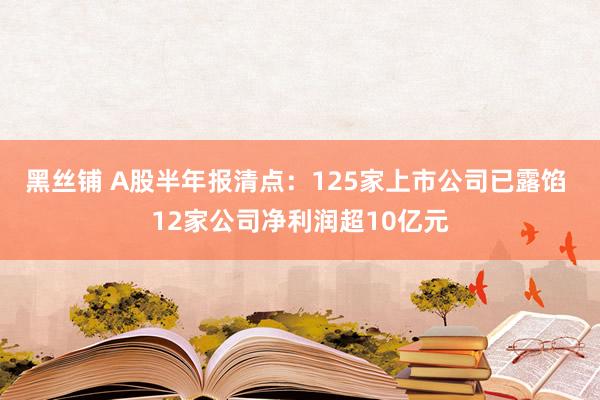 黑丝铺 A股半年报清点：125家上市公司已露馅 12家公司净利润超10亿元