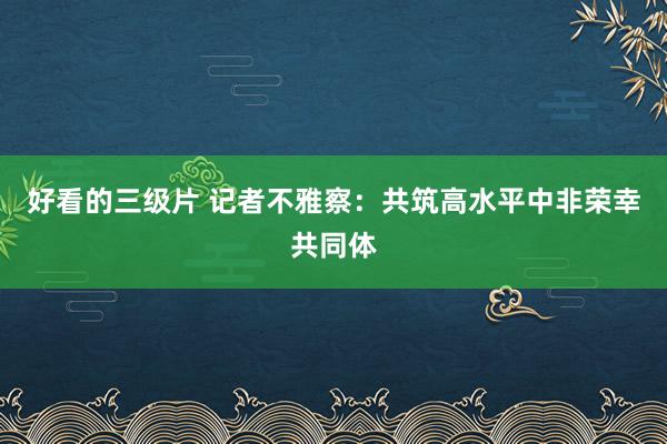 好看的三级片 记者不雅察：共筑高水平中非荣幸共同体