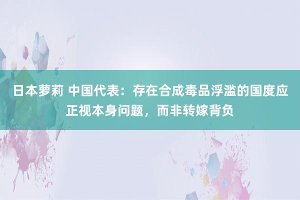 日本萝莉 中国代表：存在合成毒品浮滥的国度应正视本身问题，而非转嫁背负