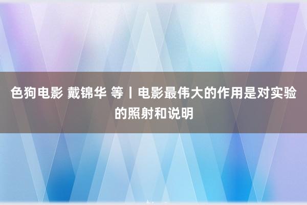 色狗电影 戴锦华 等丨电影最伟大的作用是对实验的照射和说明